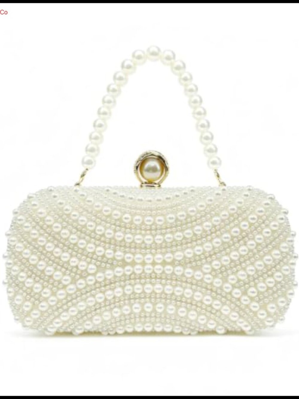 Pearl Clutch Purse Crystal Beaded Evening Bag Chain Strap Wedding Prom